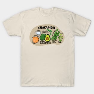 How to make guacamole illustrated recipe ingredients authentic mexican food T-Shirt